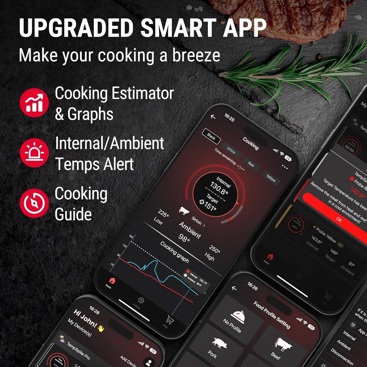 TempSpike 500ft Wireless Meat Thermometer with Upgraded Meat Probe – features