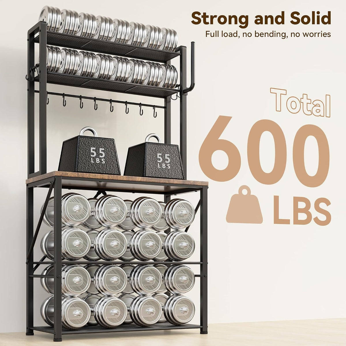 Coffee Bar, Bakers Rack with Storage, 25.6 Inches Microwave Stand, 5 Tier – set view