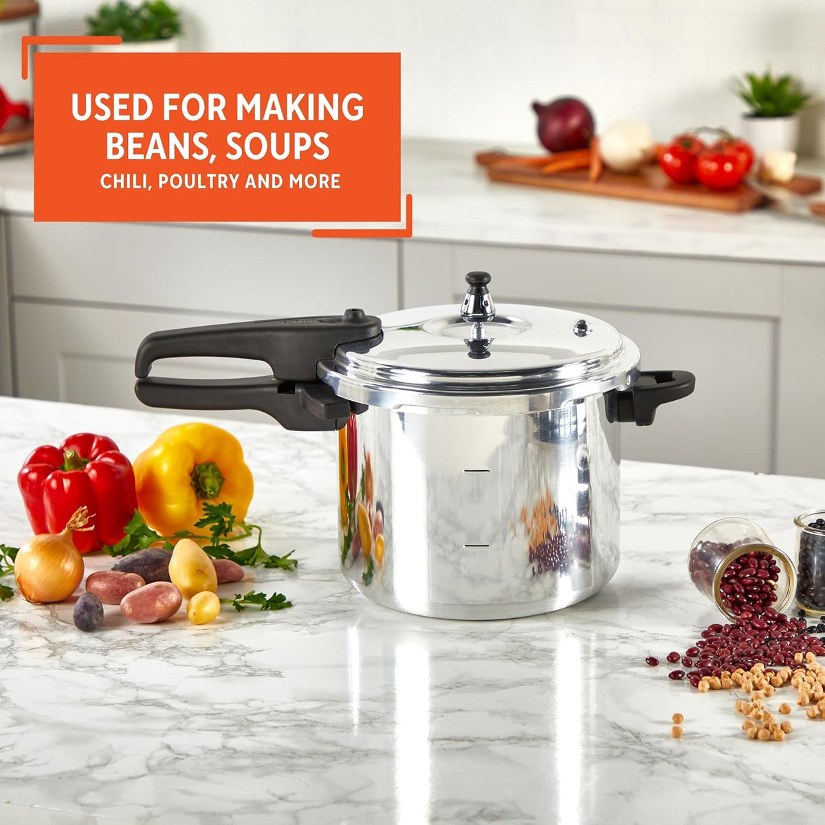 7 Quart Stovetop Aluminum Presure Cooker with safety valves for risk-free – set view