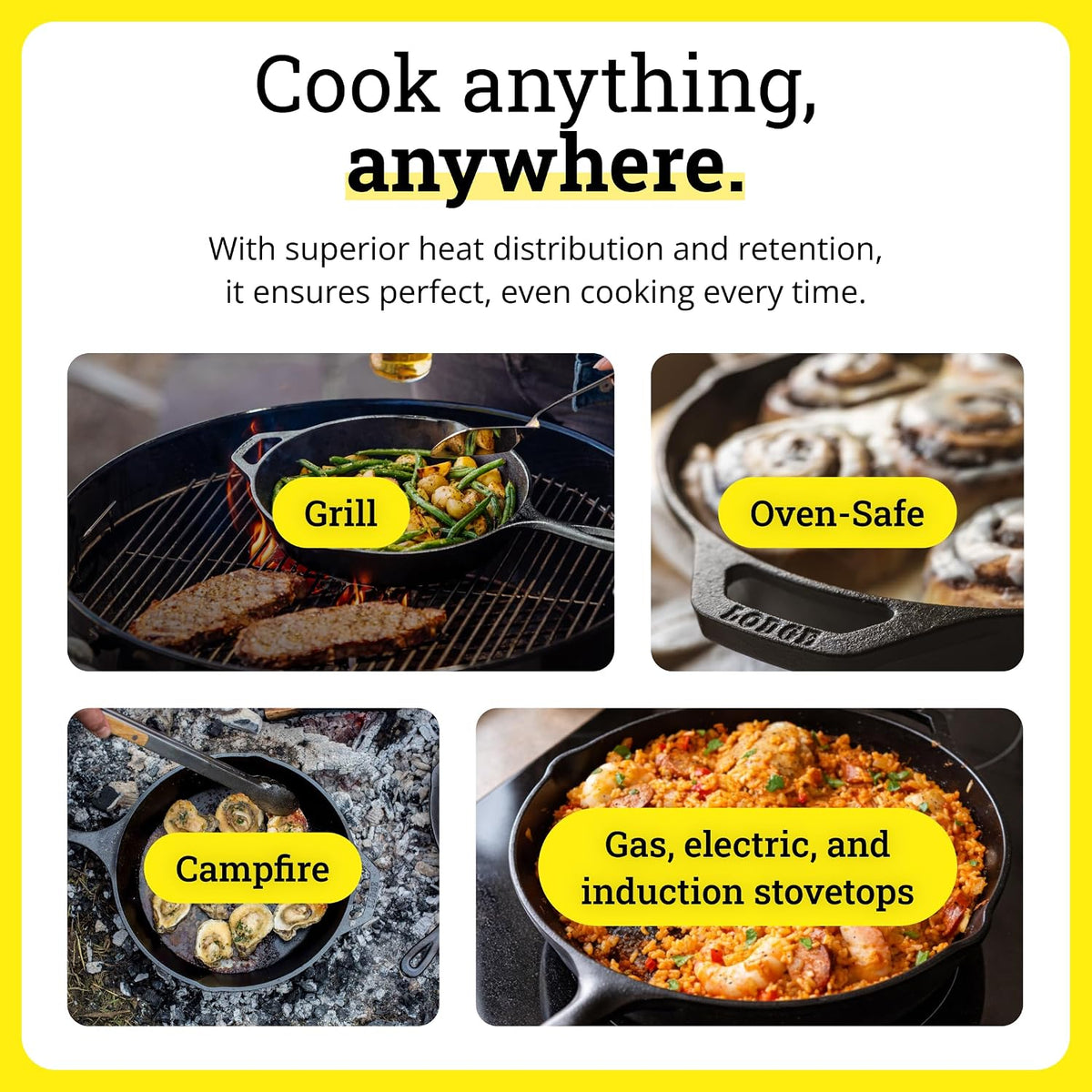 Cast Iron 5-Piece Set, PFAS-Free Pre-Seasoned Kitchen Set – size reference