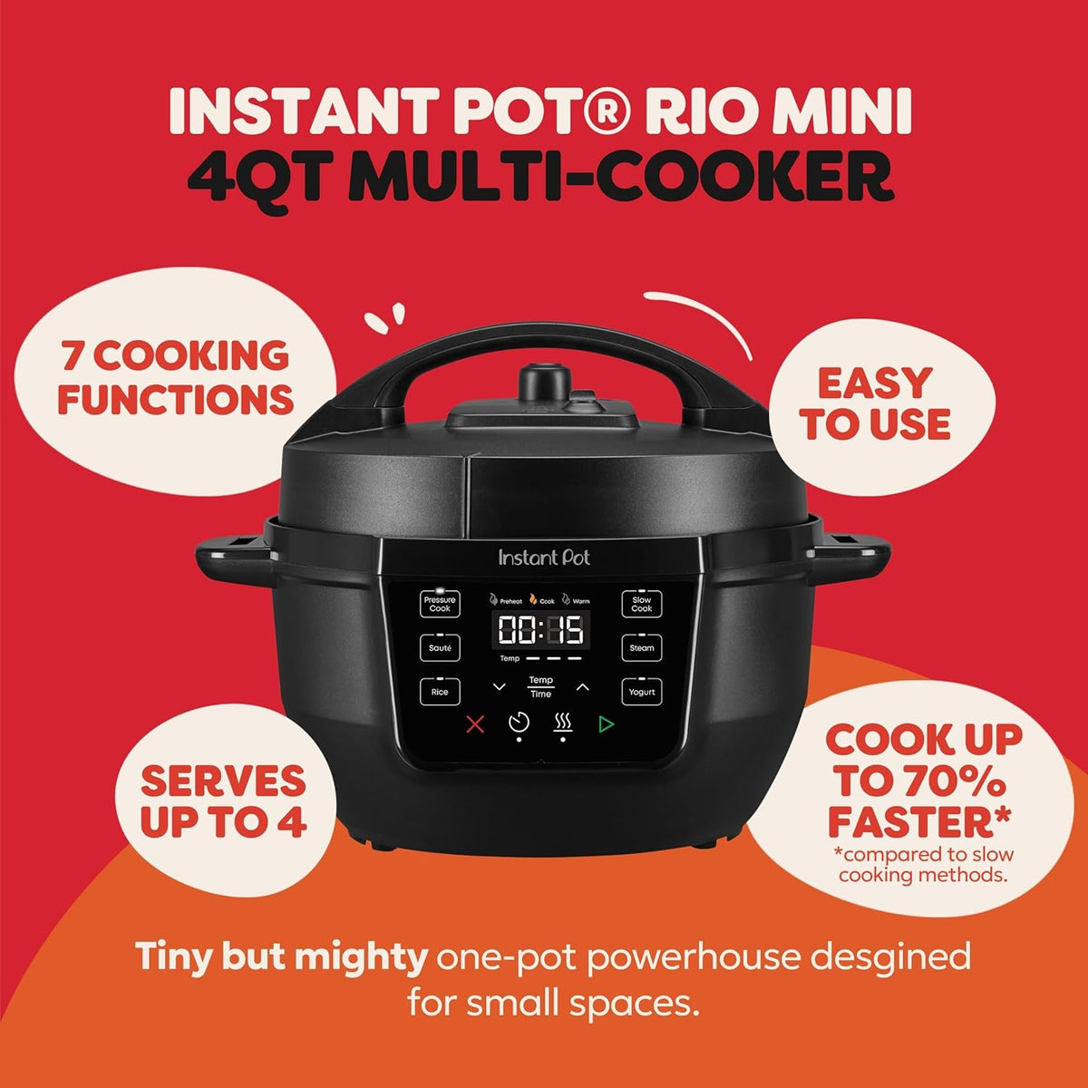 Rio Mini 4 Qt 7-in-1 Electric Pressure Cooker, Black – detail