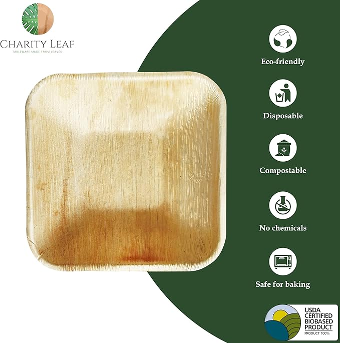 Disposable Bowls, 5-Inch Square, 50 Count, Natural