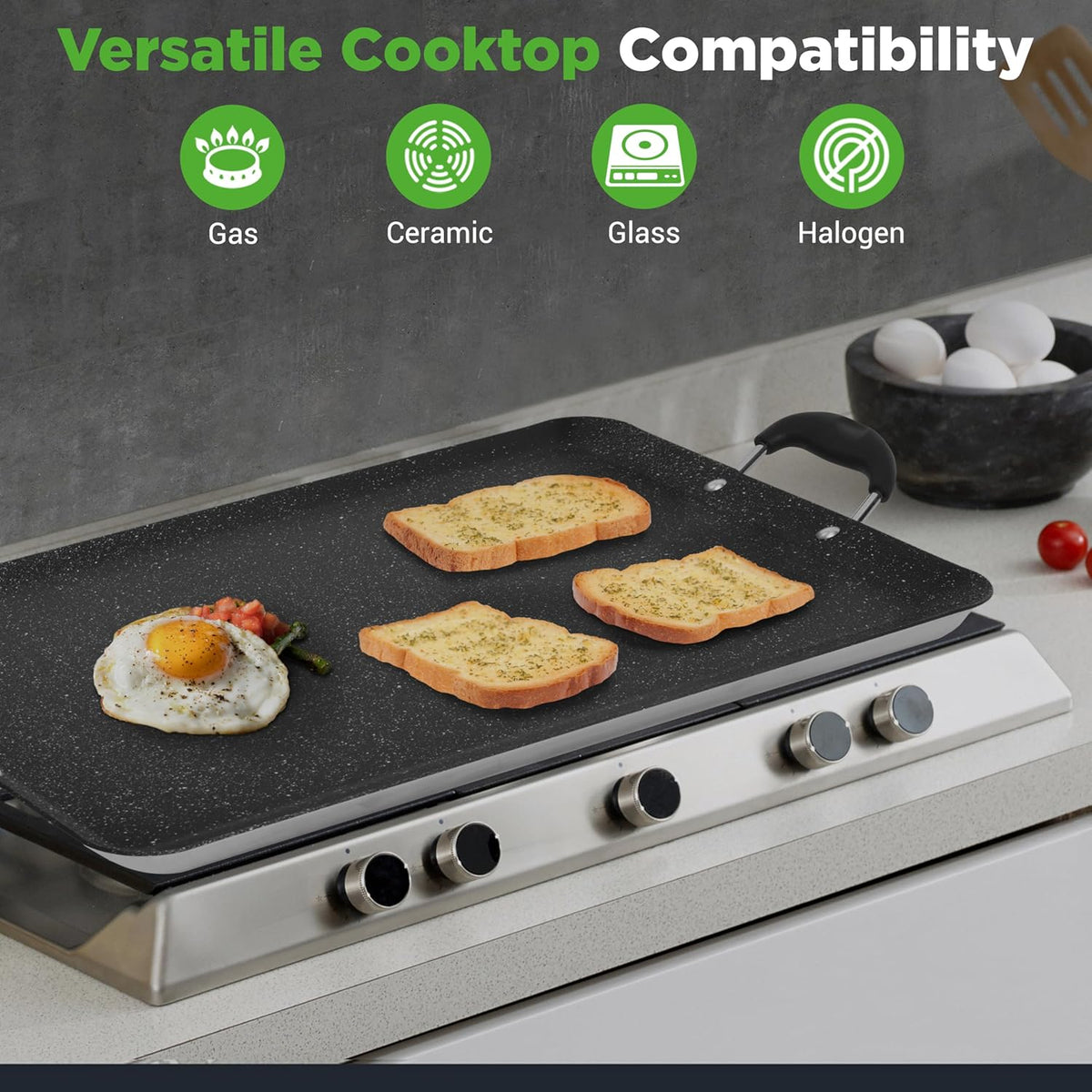 Double Burner Griddle, Non-Stick Stove Top Griddle for Gas Stove, Dishwasher – detail