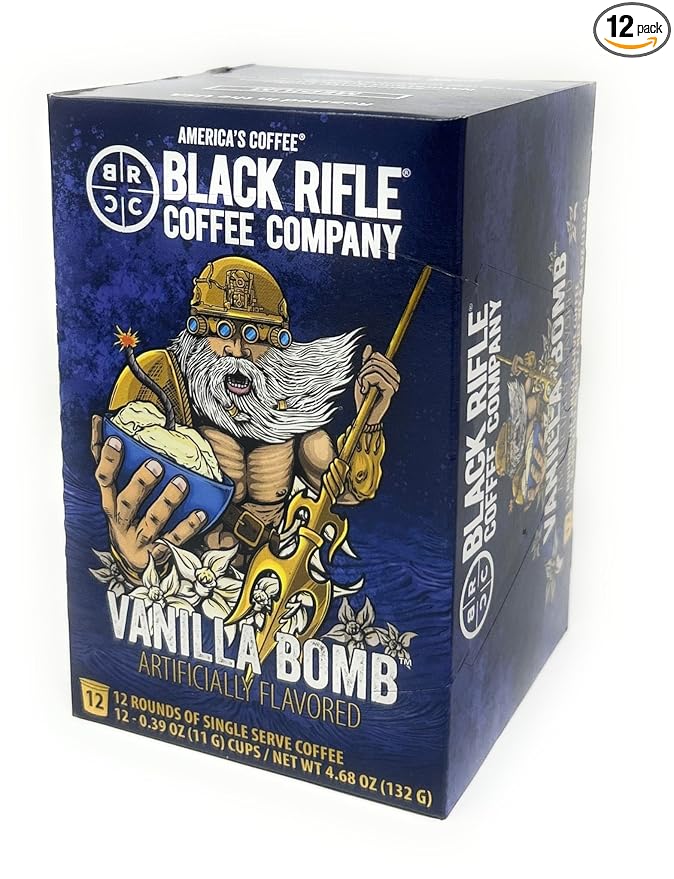 Black Rifle Coffee Company Vanilla Bomb 12 Count, Medium Roast K Cups - Single Serve K Cups Coffee Pods - Kcup Pods Compatible with Keurig 1.0 & 2.0 - Made from Arabica Beans