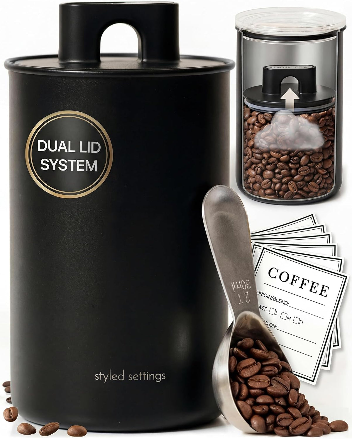 Coffee Storage Container, Airtight Coffee Bean Storage