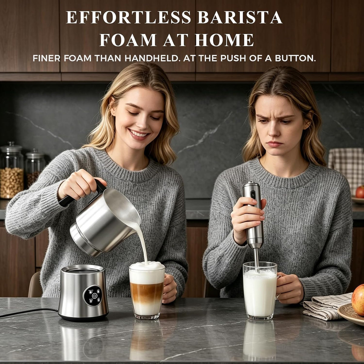 Automatic Electric Milk Frother and Steamer with Hot and Cold Foam – size reference