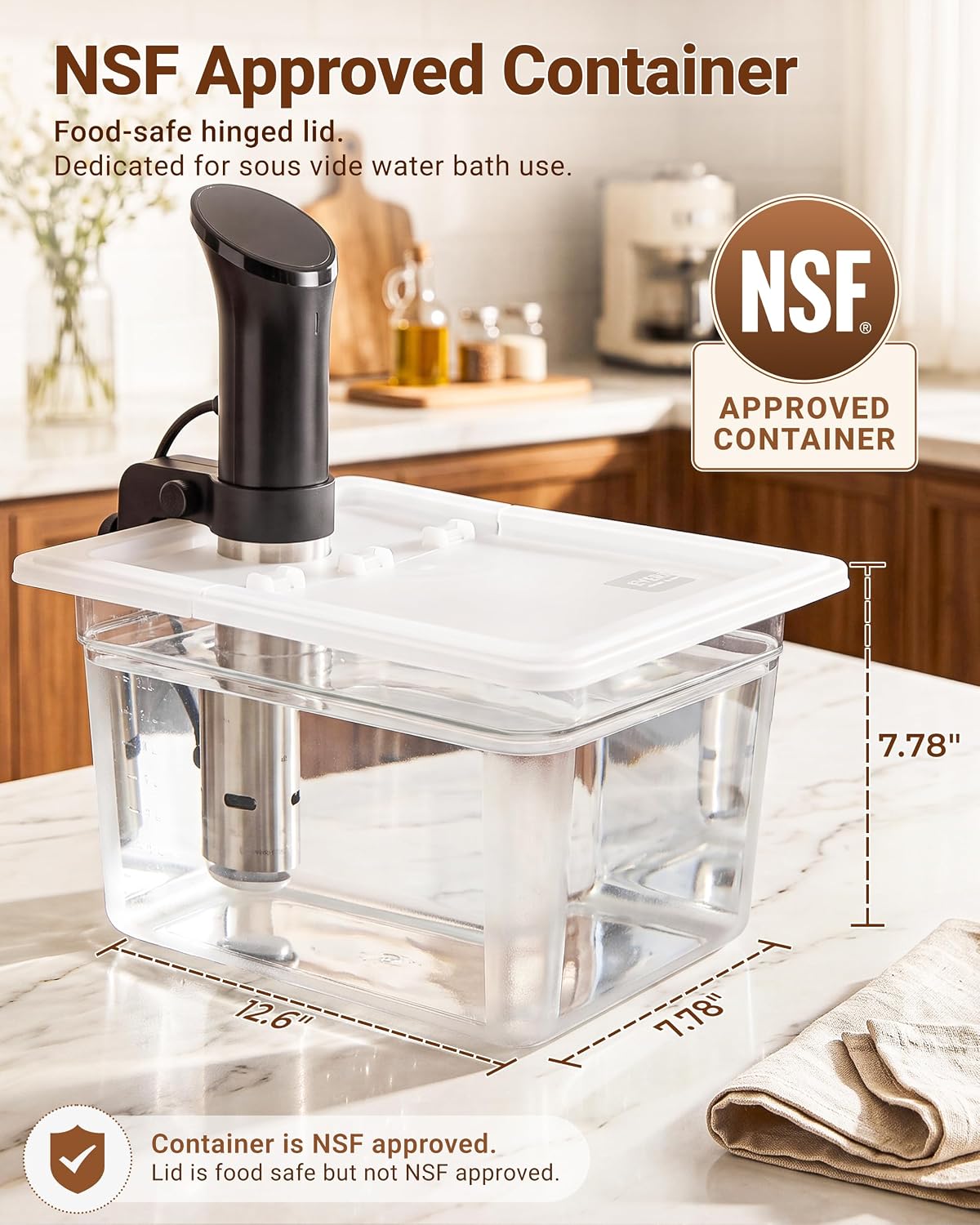 Sous Vide Container with Lid, 12 Qt, Flip-Open Access – size reference