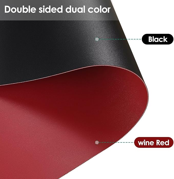 Leather Table Cover,1.8mm Thick,42x96 Inch Table Protector,Table Protector for Dining Room Table,Dining Table Cover,Table Cover Protector.(Black+Wine Red,42x96)
