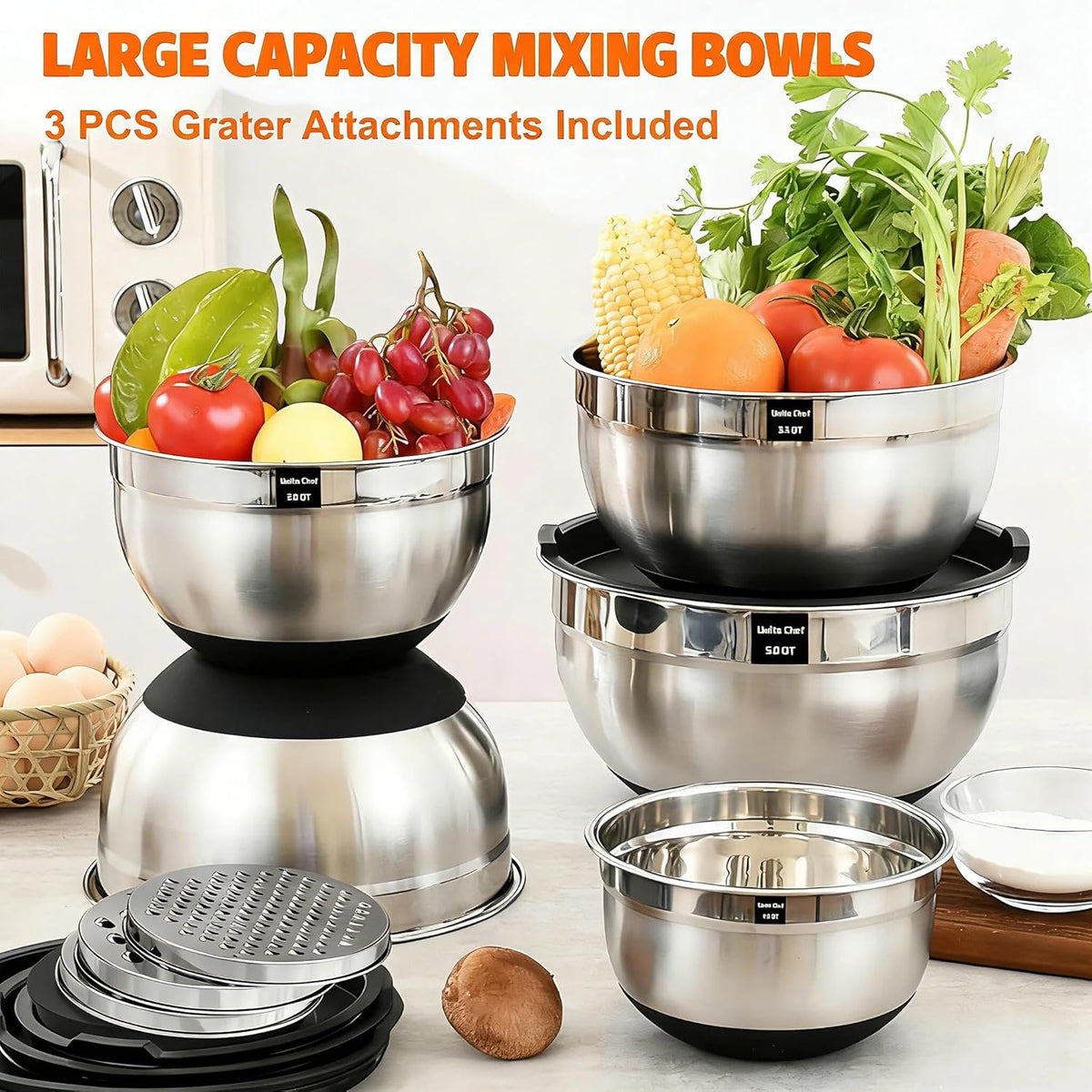 Thickened Heavy-Duty 26pcs Stainless Steel Bowl, Mixing Bowl Set with Lid – close-up