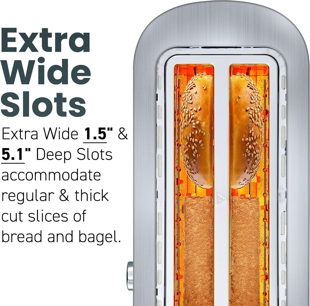 4-Slice Long Slot Toaster, 1.5" Wide & 5.1" Deep Slots – close-up