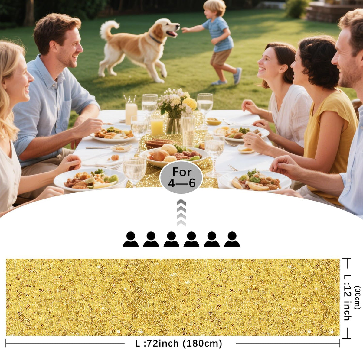 10 Packs 12 x 72 inches Gold Sequin Table Runner – alternate view