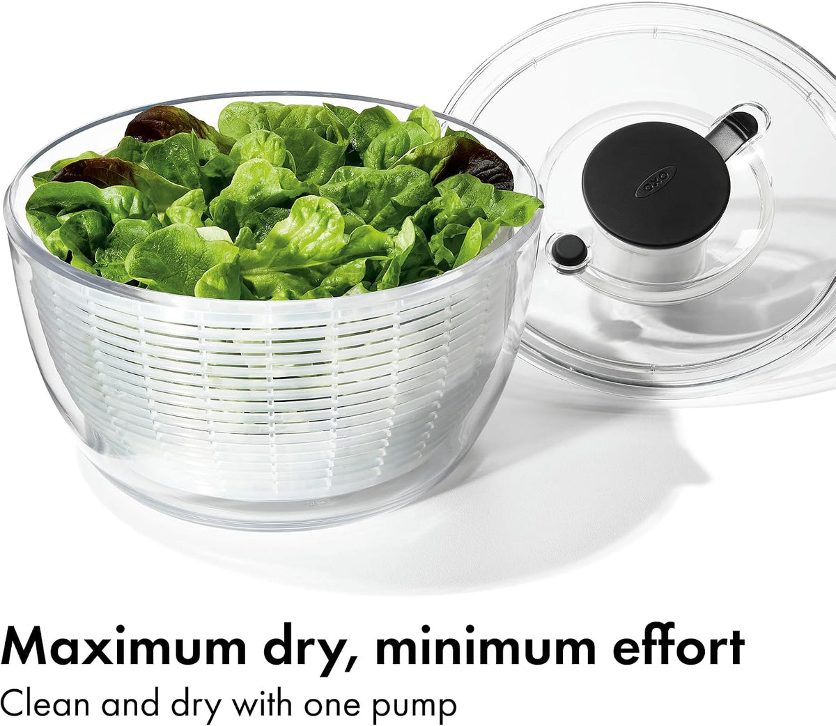 OXO Good Grips 6.22 Qt Salad Spinner, Vegetable Washer with Bowl & Strainer – close-up