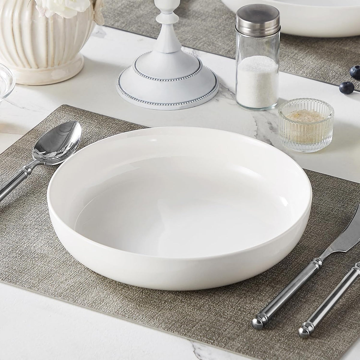 48 Oz Pasta Bowls Set of 4, Ceramic Salad Bowls, White – size reference