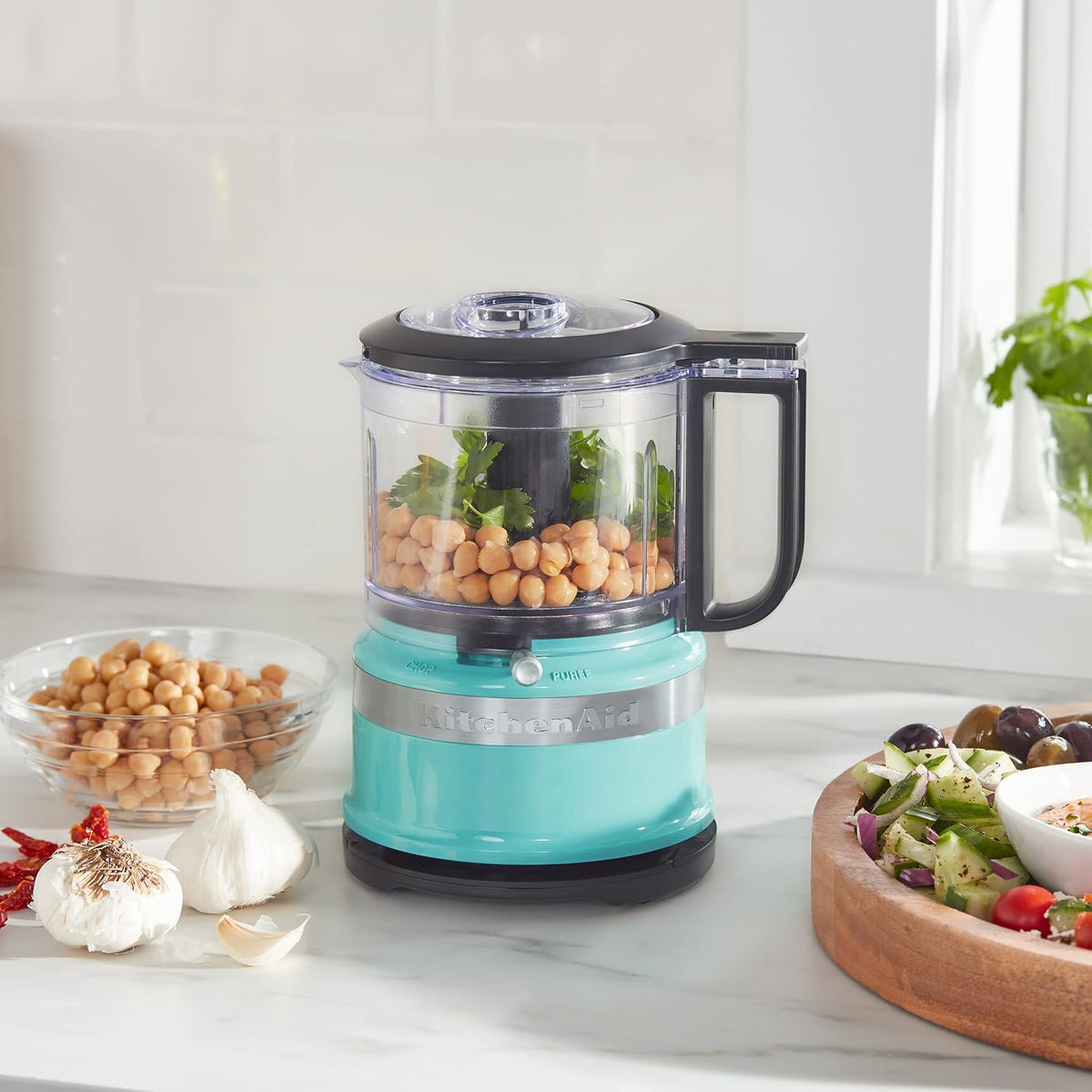 3.5 Cup Food Chopper KFC3516AQ, Aqua Sky – close-up