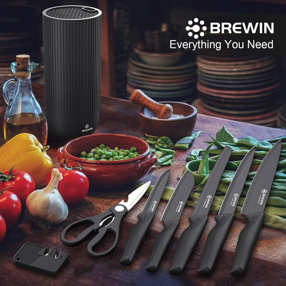Knife Set, 8PC Kitchen Knife Set with Universal Block and Scissors – detail