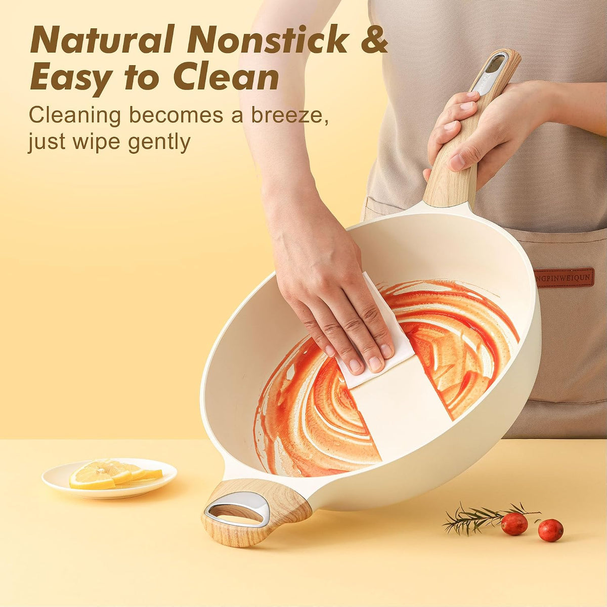 Ceramic Nonstick Frying Pan Skillet with Lid, 12 Inch Large Deep Frying Pan, 5 – alternate view