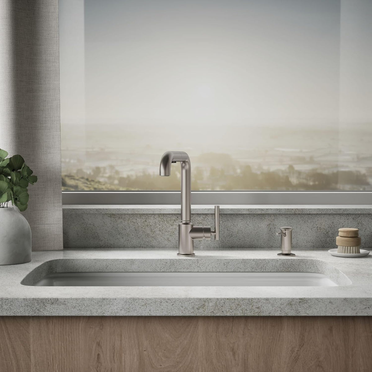 1895-C-VS Kitchen Sink Soap Dispenser with Contemporary Design, Store Liquid – size reference