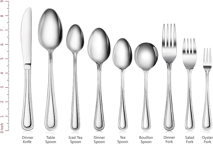New Star Foodservice 58444 Bead Pattern, Stainless Steel, Dinner Knife, 8.5-Inch Set of 12