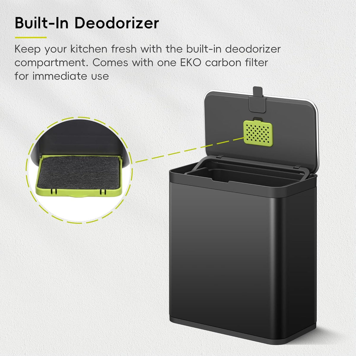 Kitchen Compost Bin, 7L / 1.85 Gal Stainless Steel with Removable Inner Bucket – close-up