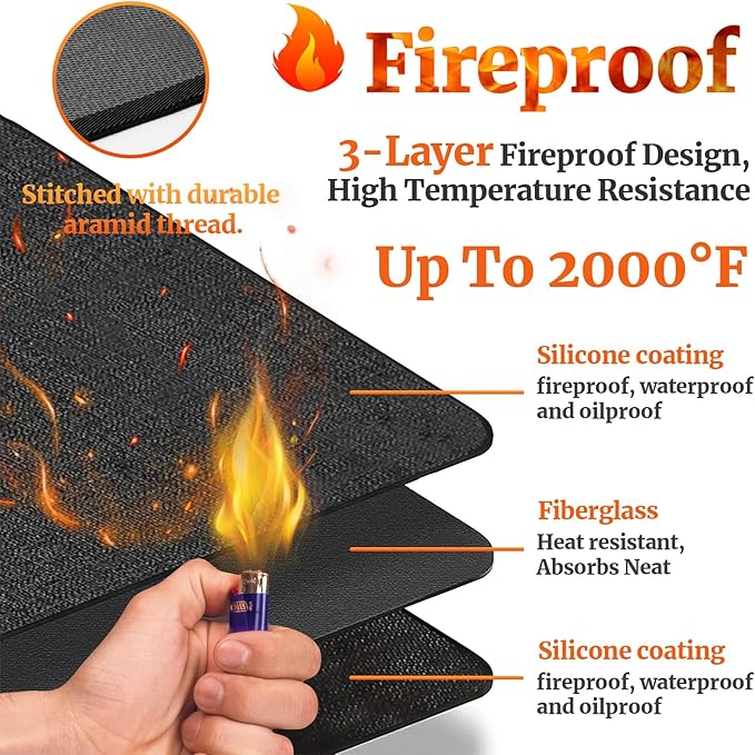 65 ×36 inches Under Grill Mats for Outdoor Grill/ Fireproof Fire Pit Mat for under Fire Pit Fireplace, BBQ Mat under BBQ Waterproof Oil-Proof Grill Floor Pad for Deck Patio Flat Top Smokers Gas Grills