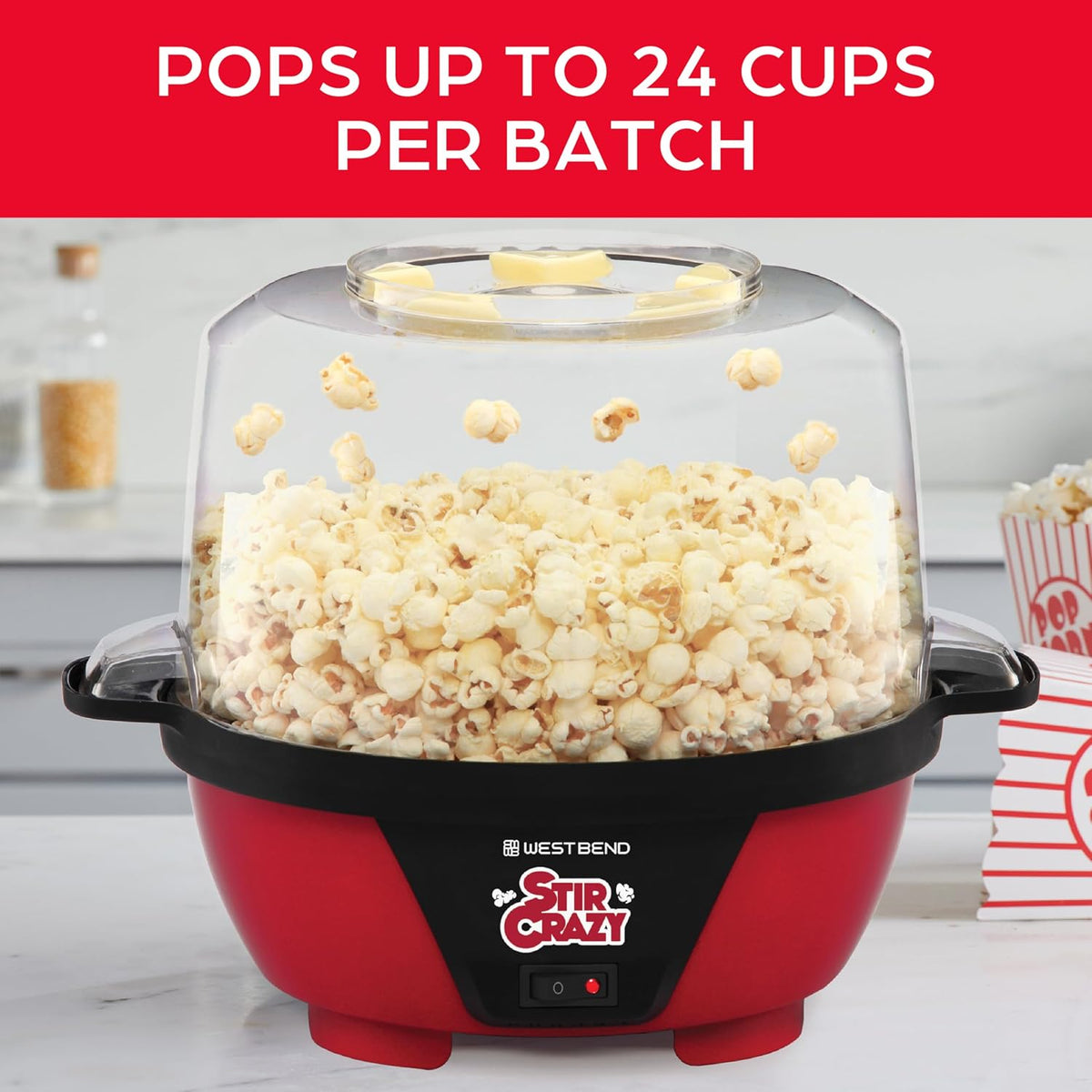 Stir Crazy Popcorn Popper, Hot Oil Popcorn Maker Machine with Large Serving – close-up