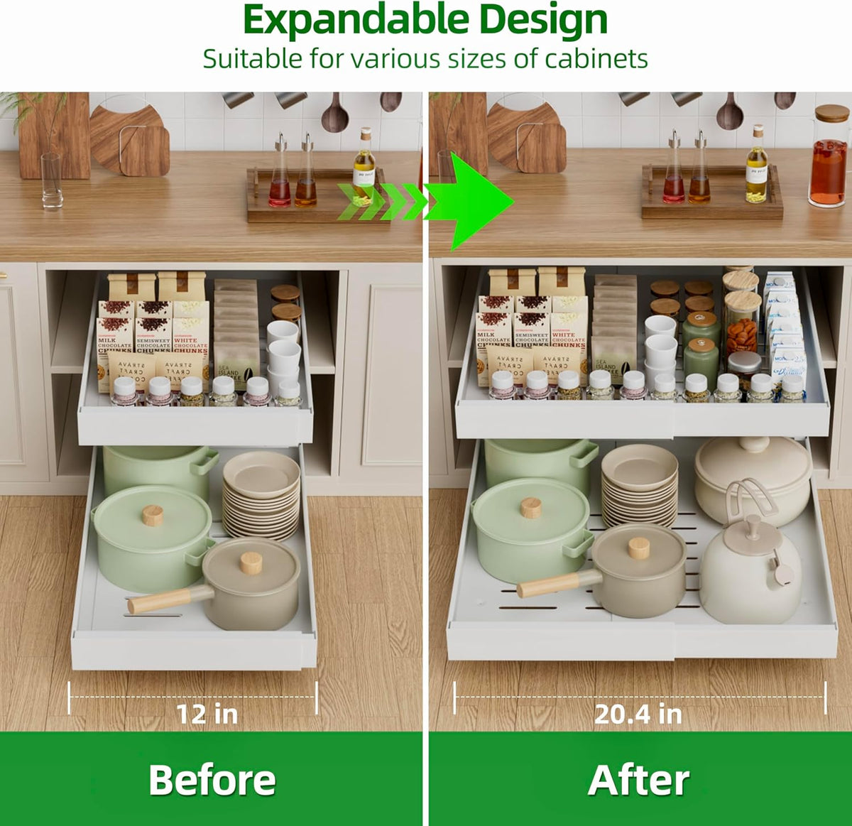 4 Pack Expandable Pull Out Cabinet Organizer,21" Deep – alternate view