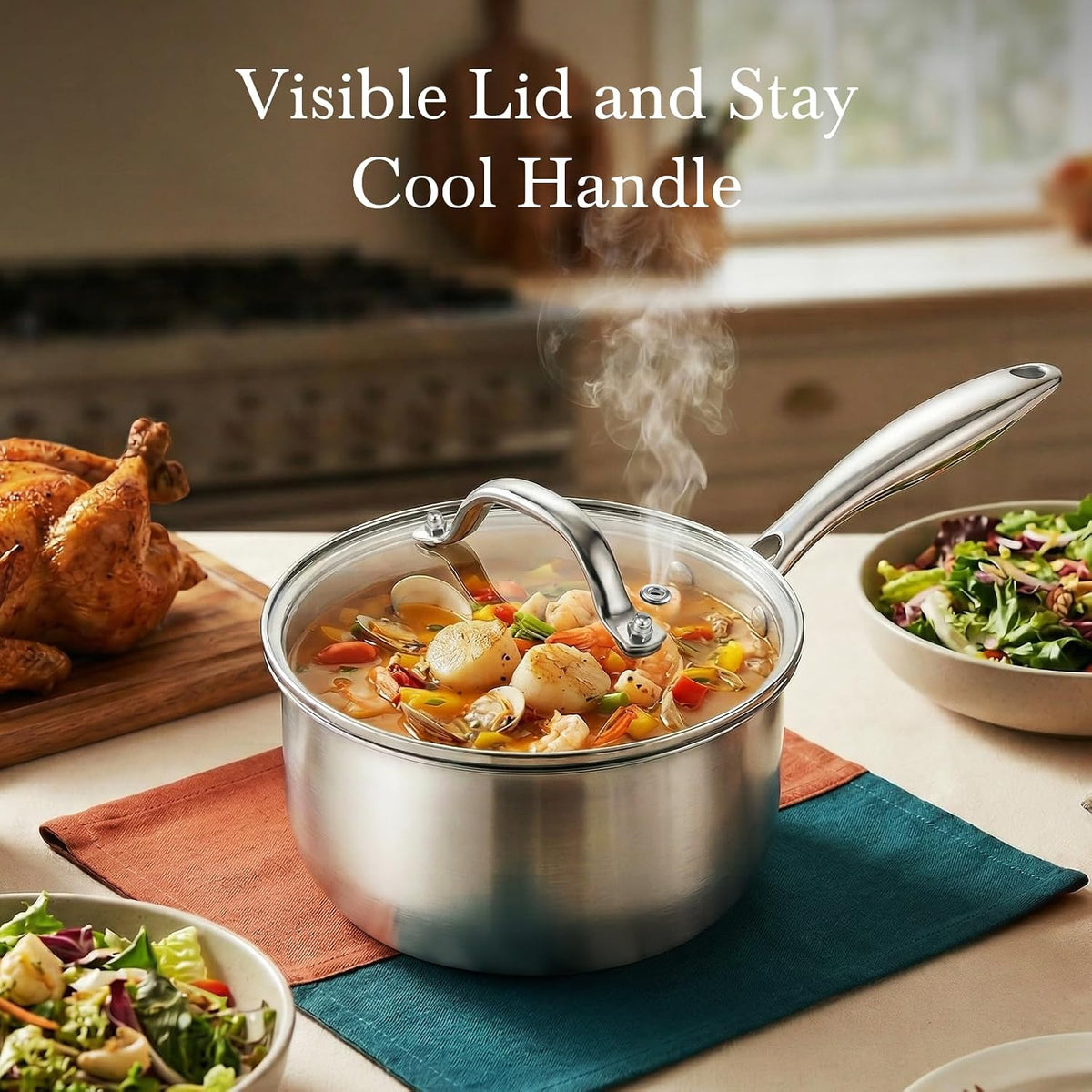 Tri-Ply Stainless Steel Pot 1.5Qt & 2.5Qt with Lids – size reference