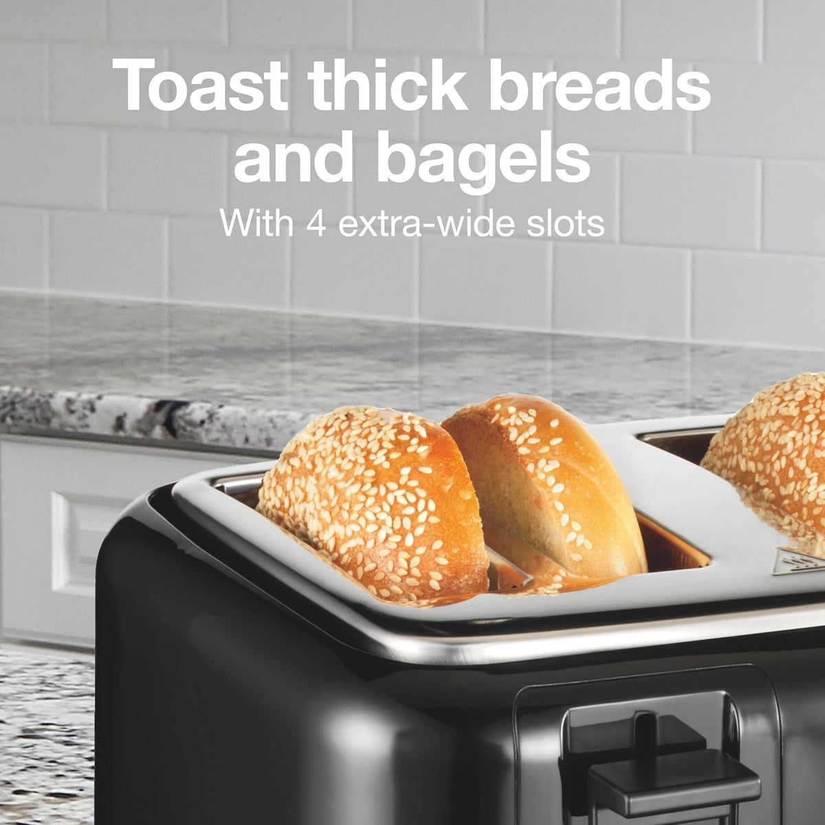 4 Slice Toaster with Extra Wide Slots For Bagels – close-up