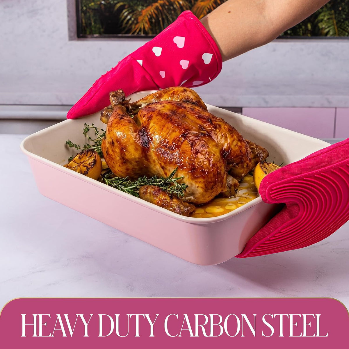 5-Piece Baking Pans Set, Nonstick Heart Pattern Bakeware Set with Heavy Duty – set view