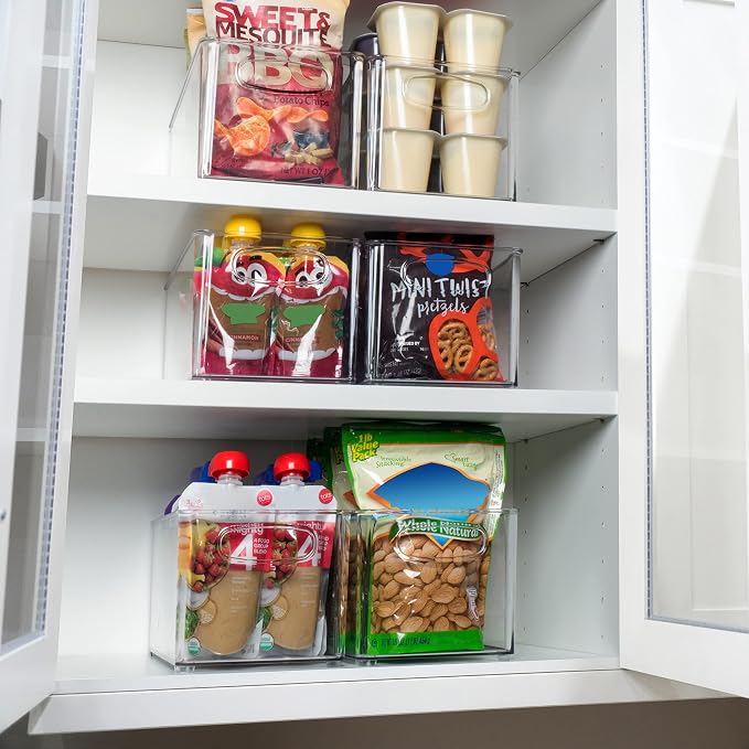 Clear Plastic Kitchen Storage Bins, Stackable, 10 x 6 x 5 Inch
