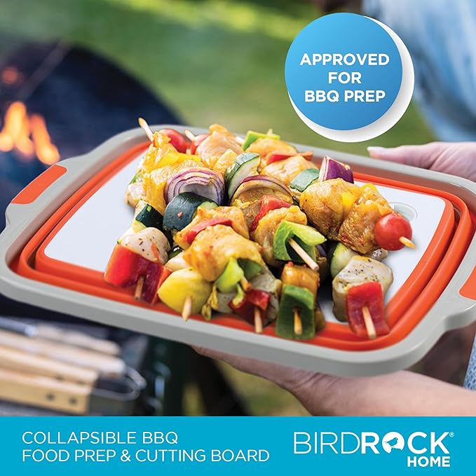 Cutting Boards Collapsible Grill Caddy with Colander and Lid, Orange