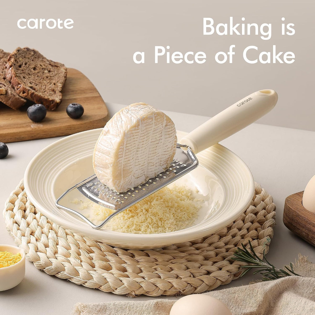 22-Piece Cooking Utensils Set with Wood Cool-Touch Handles, Cream – set view