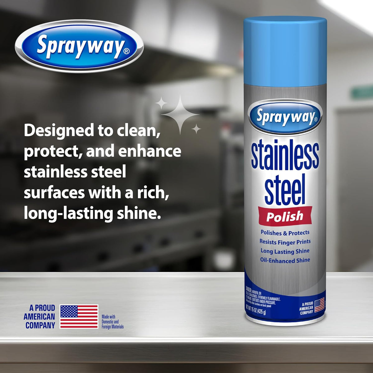 Stainless Steel Cleaner Aerosol Spray (Oil-Based), 15oz, Pack of 6 | Cleans – features