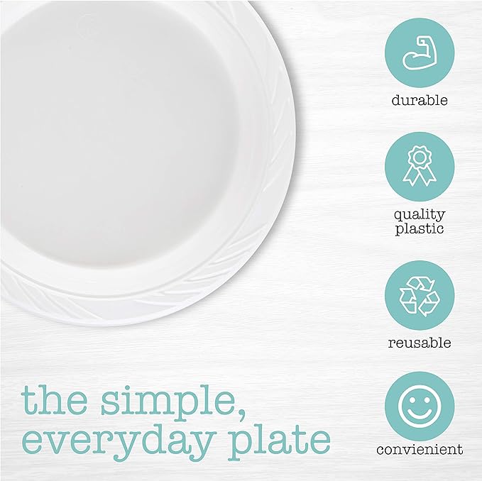 PLASTICPRO 400 Count Disposable 7 Inch White Plastic Plates