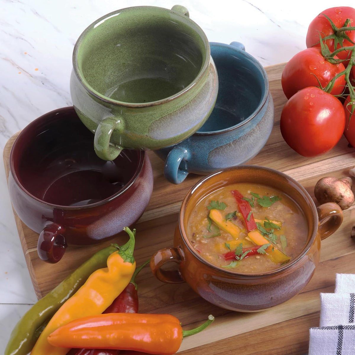 Stoneware 24oz Reactive Glaze Soup Crocks Set of 4: Perfect for soups, stews – alternate view