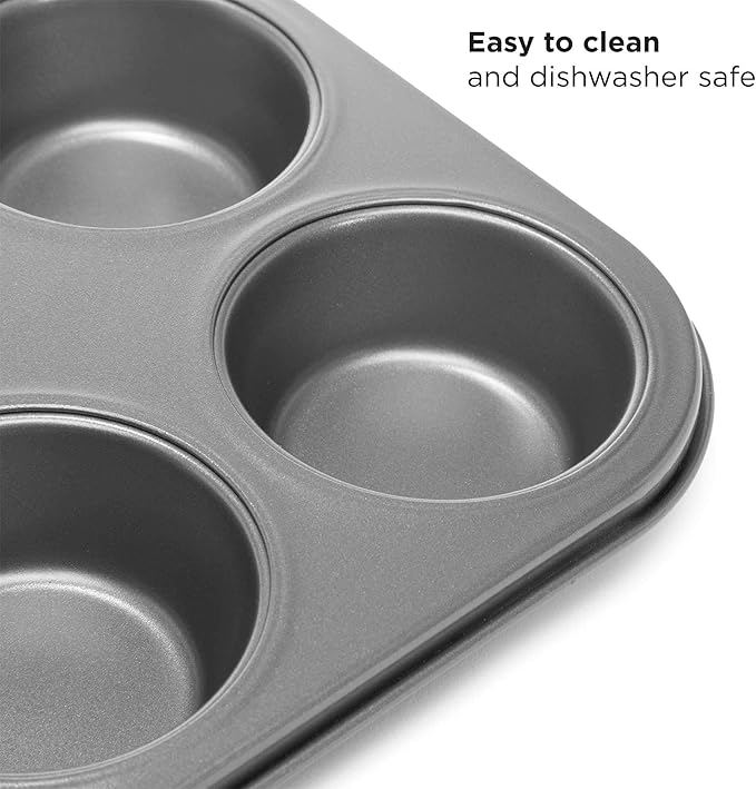 Ecolution Non-Stick Toaster Oven Bakeware Set 4-Piece, Carbon Steel, Easy to Clean and Perfect for Single Servings, Gray (Pack of 6)