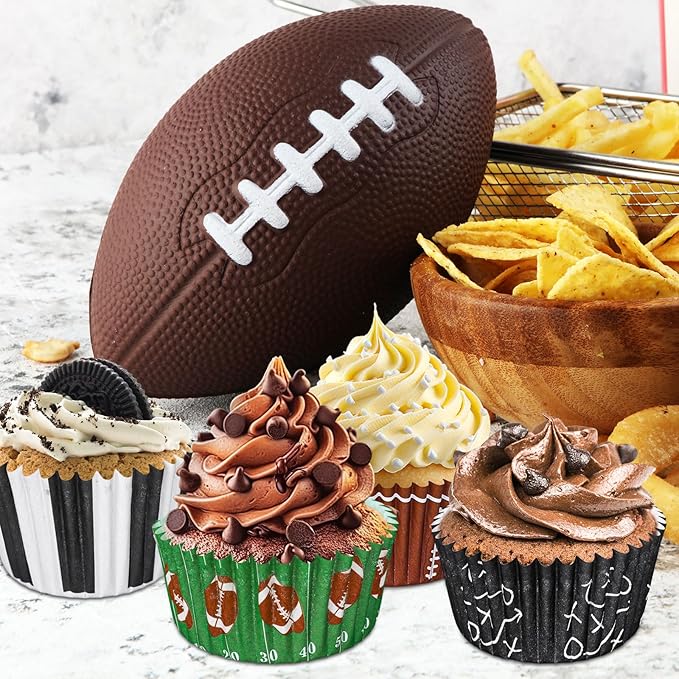 Baking Cups, 600 Pcs Football Themed Paper Cupcake Liners in 6 Designs