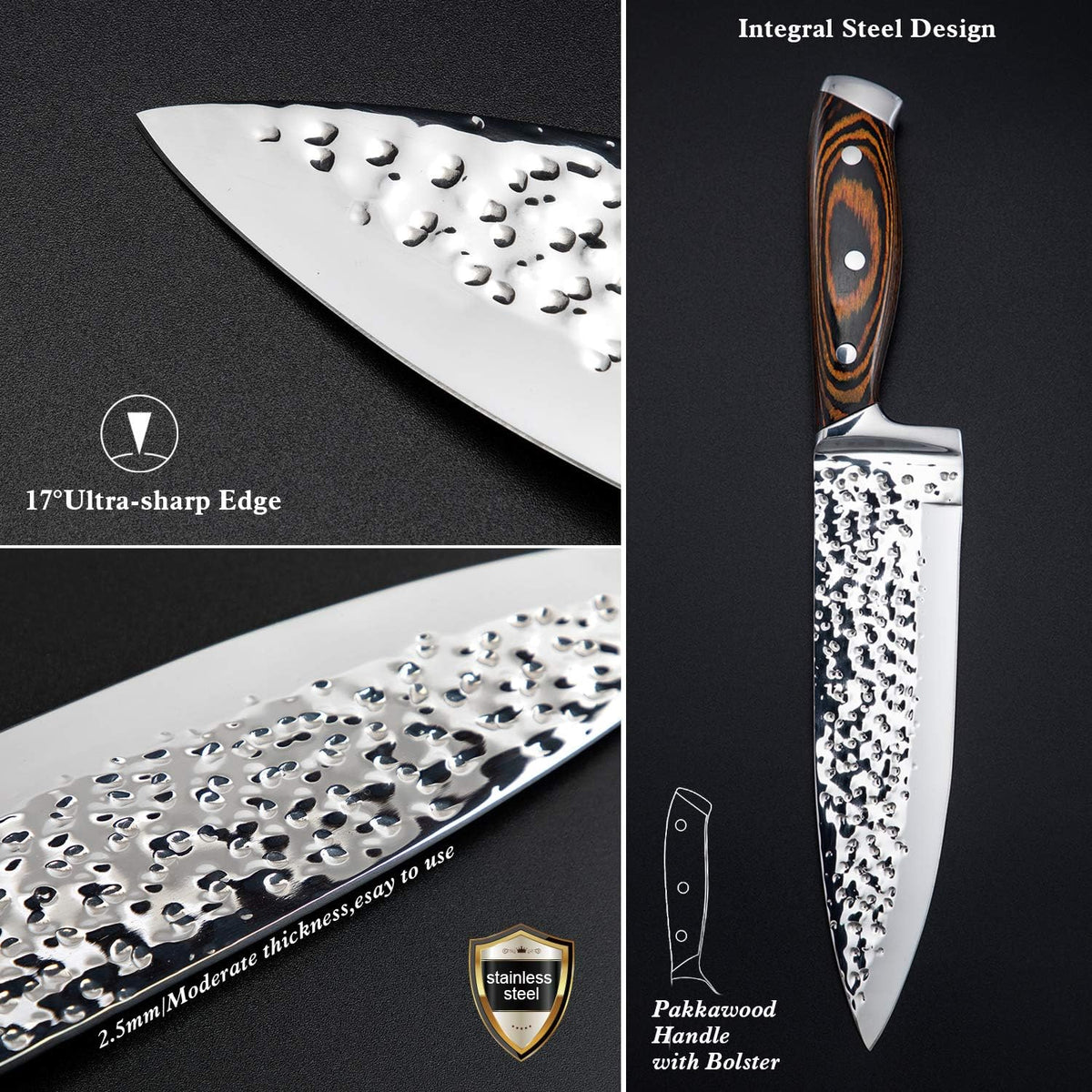 15 Pieces Kitchen Knife Set with Block and Sharpener – close-up