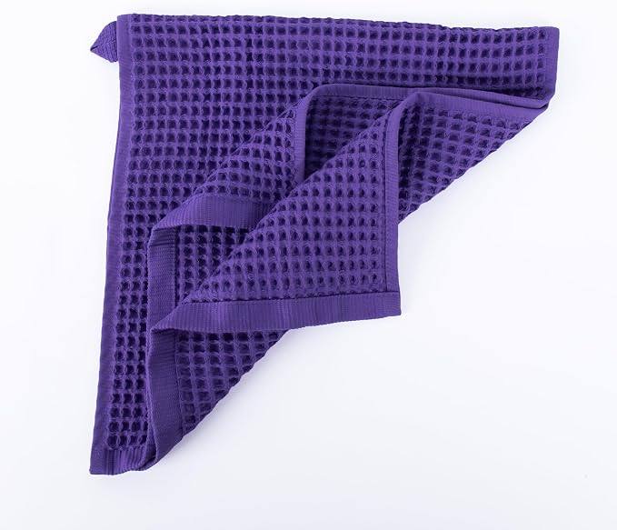 Dish Towels Set of 3, Lilac Turkish Cotton Waffle, Quick-Dry