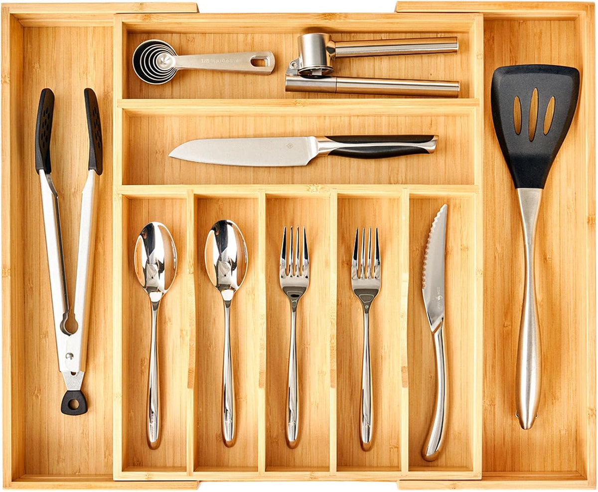 Large Expandable Kitchen Silverware Utensils Drawer Organizer, 2.5" Extra High