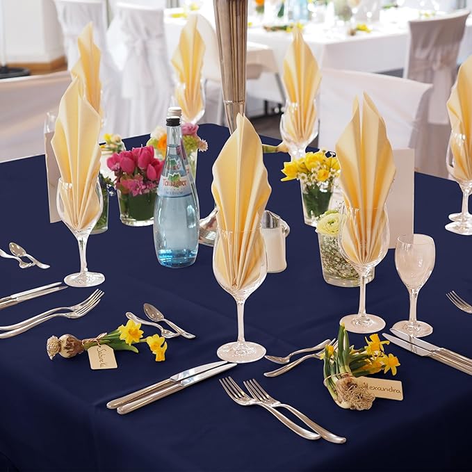 Tablecloths, Square Navy Polyester, 70 x 70 Inch, 6 Pack