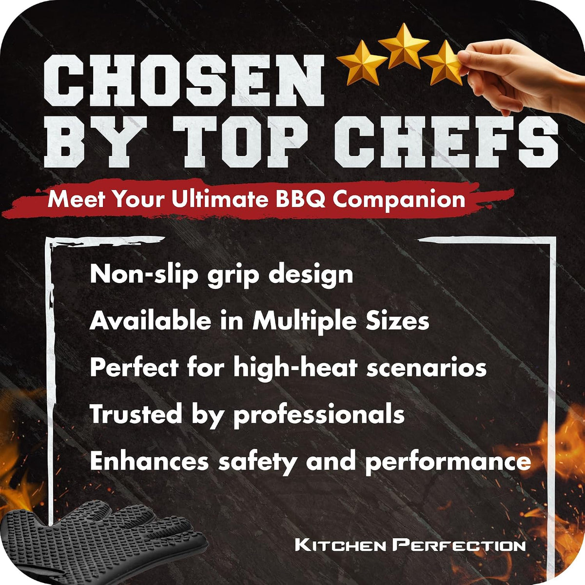 Silicone Smoker BBQ Gloves - Heat Resistant Oven Mitts – size reference