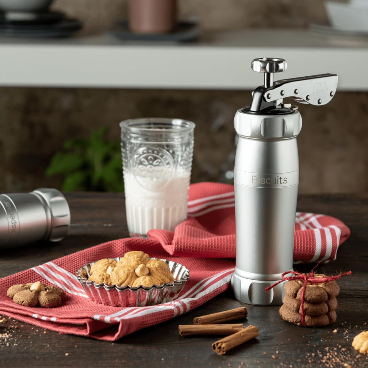 Biscuit Cookie Press Design Line, Silver. MADE IN ITALY, 20 Shapes, 2 Cookie – alternate view