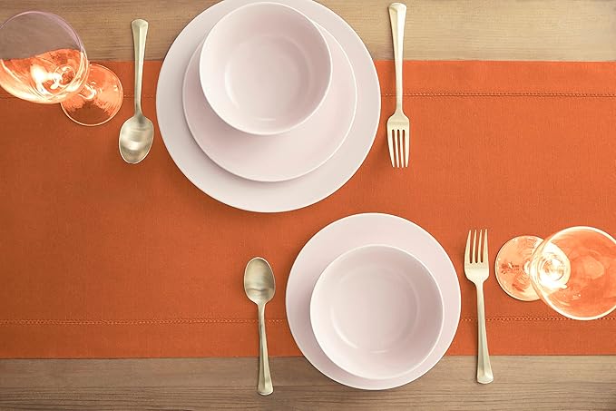 Pumpkin Table Runner, 75% Cotton 25% Linen Blend, 14x48 Inch