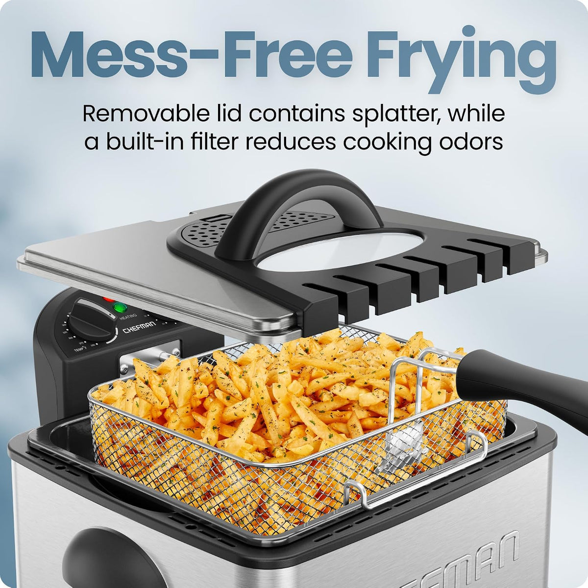 4.5 Liter Deep Fryer w/Basket Strainer, XL Jumbo Size, Adjustable Temperature – set view
