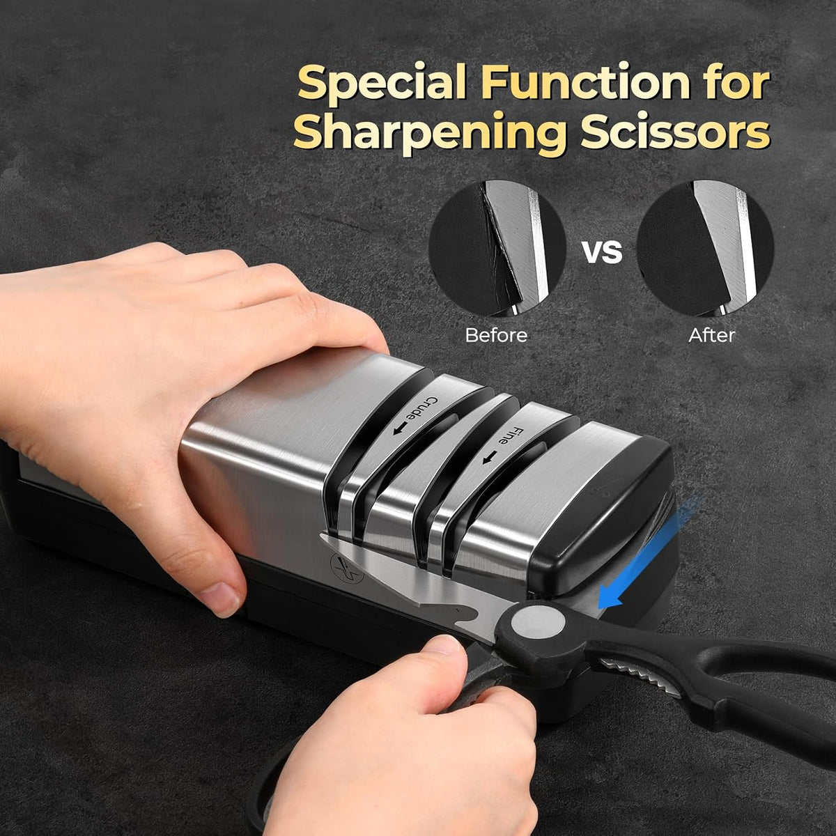 Knife Sharpener, Diamond Abrasives Electric Knife Sharpener for Stainless Steel – size reference