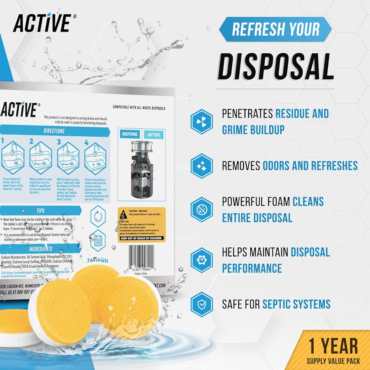 Washing Machine Dishwasher & Disposal Cleaning Tablets - Appliance Refresh – alternate view
