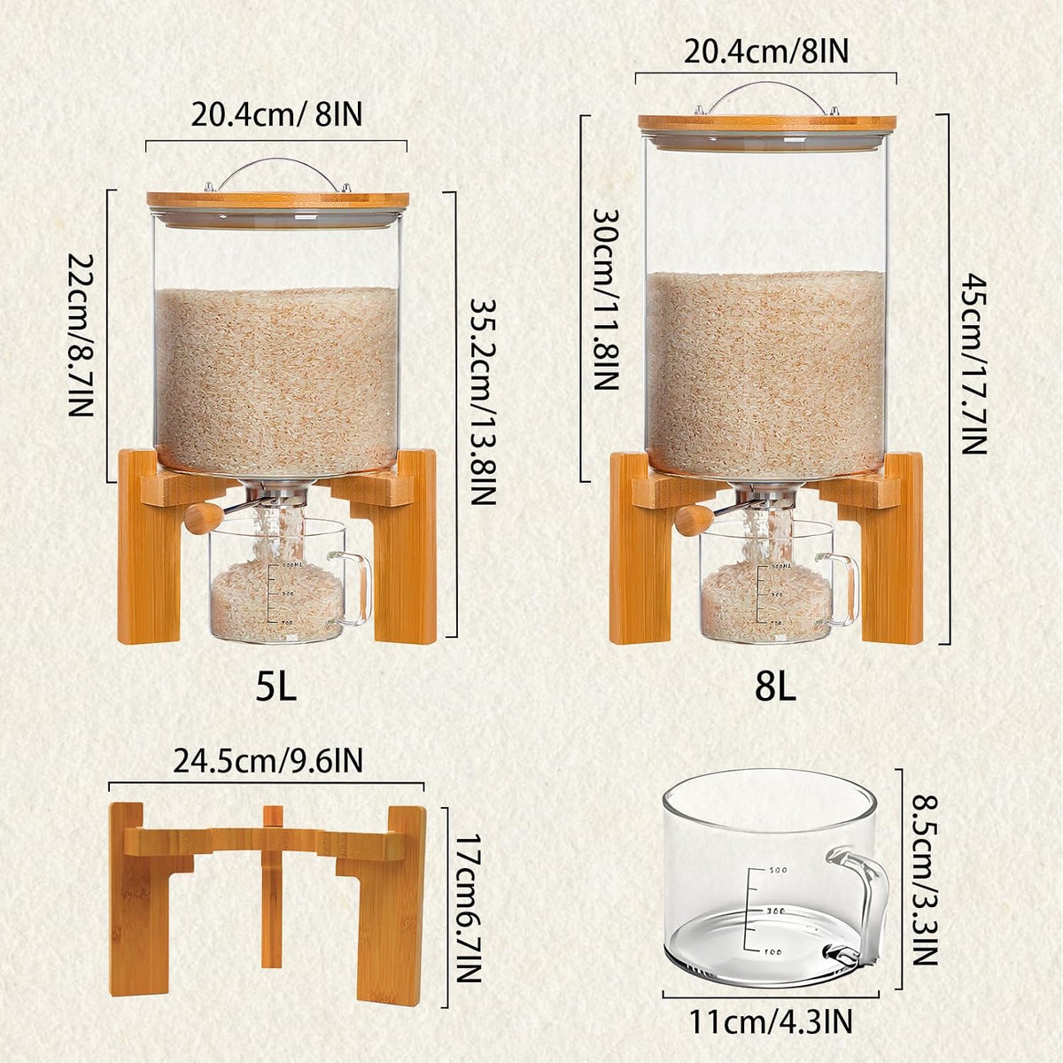 Rice Dispenser, Rice Storage Container, Flour and Cereal Container for Kitchen – close-up