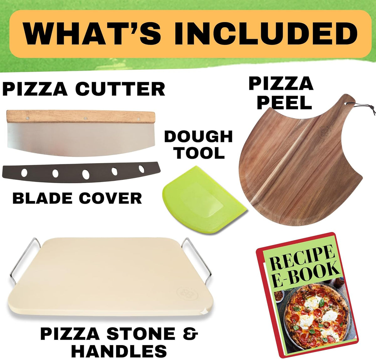Pizza Stone for Oven and Grill Set - 5PCS Pizza Making Accessories Kit - 15 – features