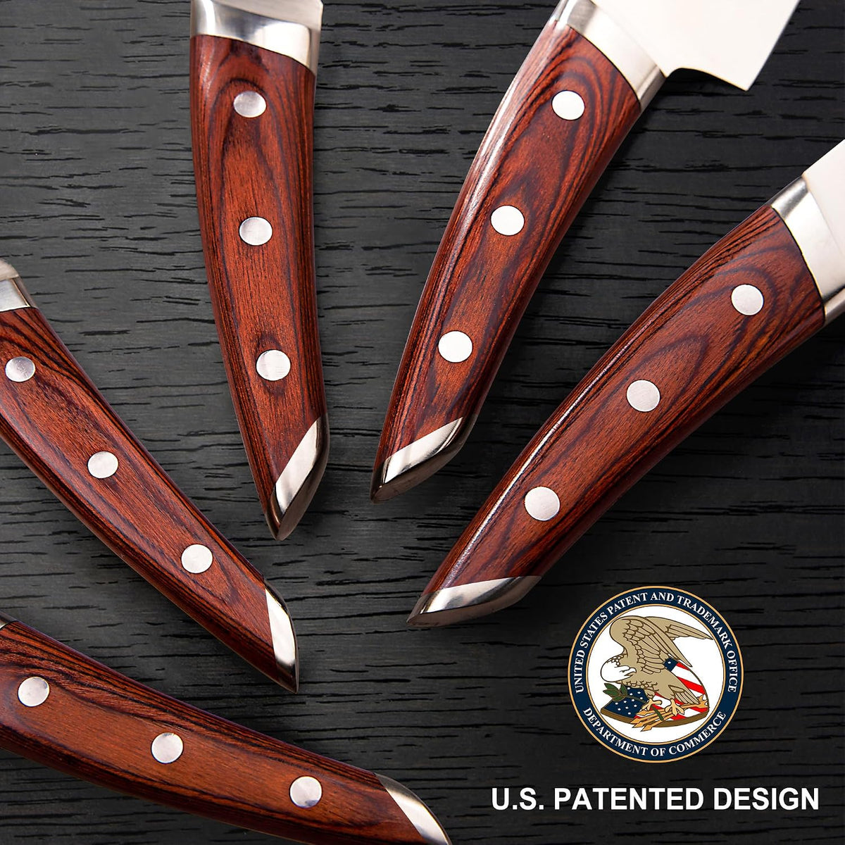 CHEFILOSOPHI Japanese Chef Knife Set 5 PCS with Elegant Red Pakkawood Handle – detail